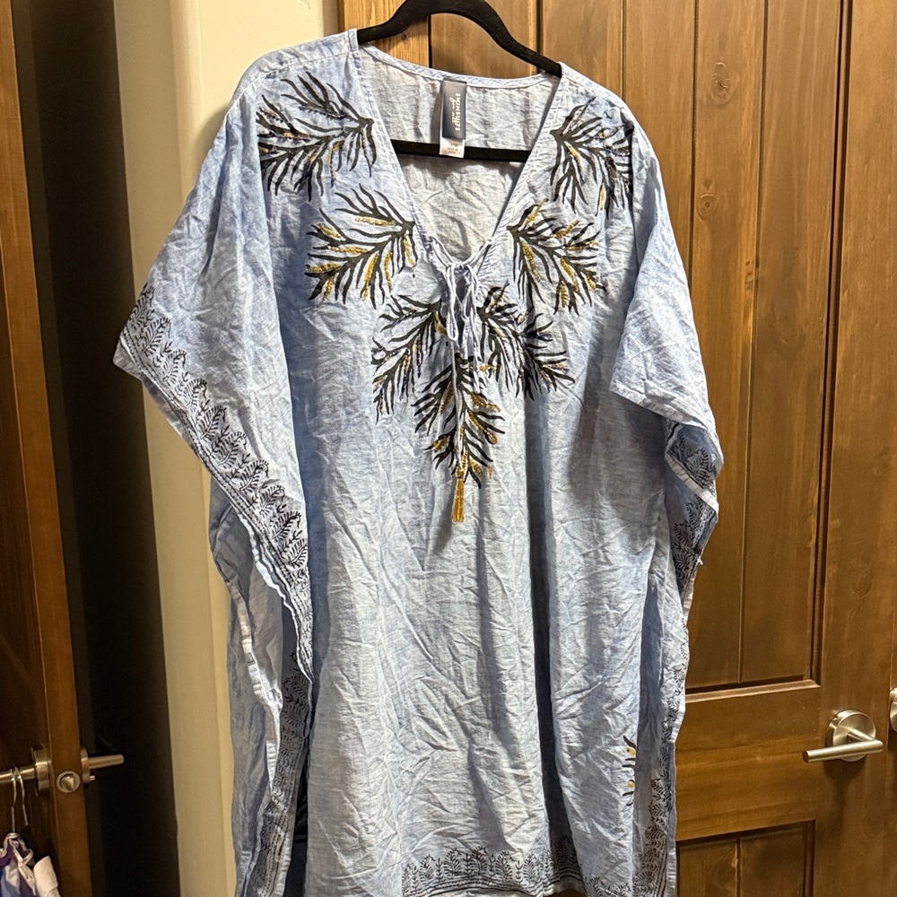 Swimsuits For All Blue and Gold Cotton Swim Coverup